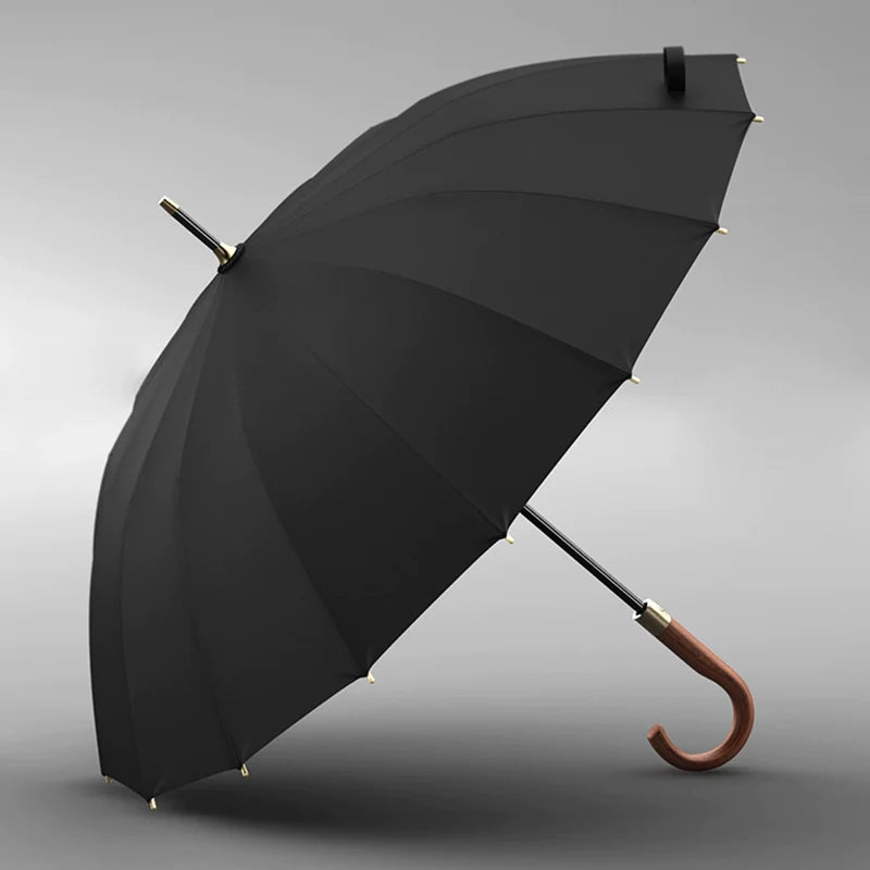 16 Bones Wooden Handle Classy Retro Style Gentleman Minimalist Umbrella