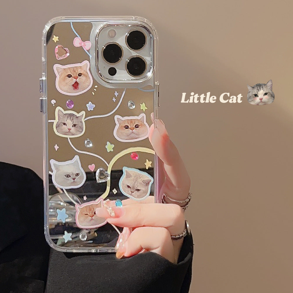Diamond cat iPhone16 iPhone case 17 Electroplated mirror 13 Advanced sense 12 Applicable to 15pro max