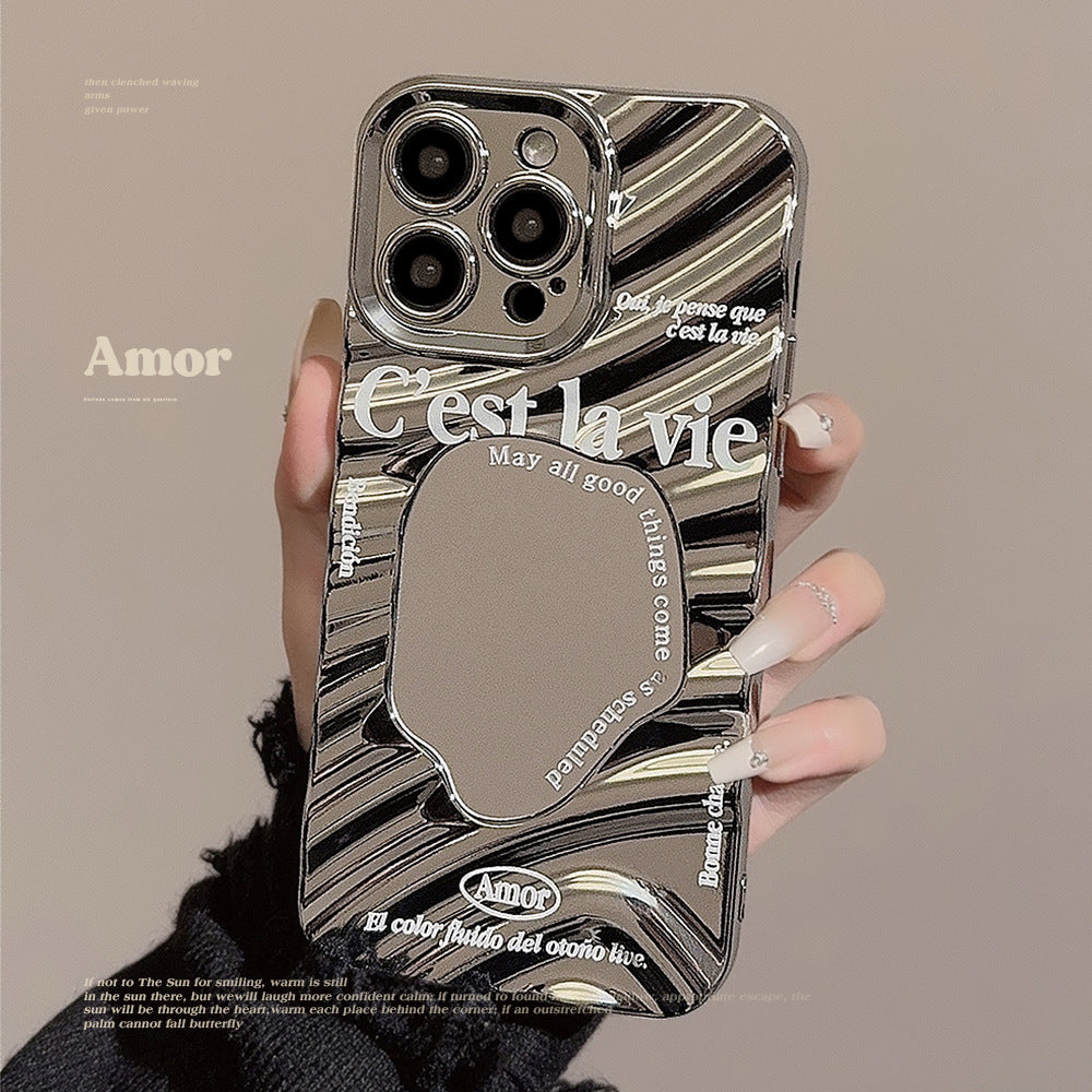 Minimalist English iPhone17promax iPhone case 14 Personality and high-end sense 11 Mirror 13 Electroplating 16 Hard