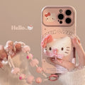 Cute pink bow cat for iphone16promax mobile phone case Apple 15 three-dimensional leather 14 bracelet 17