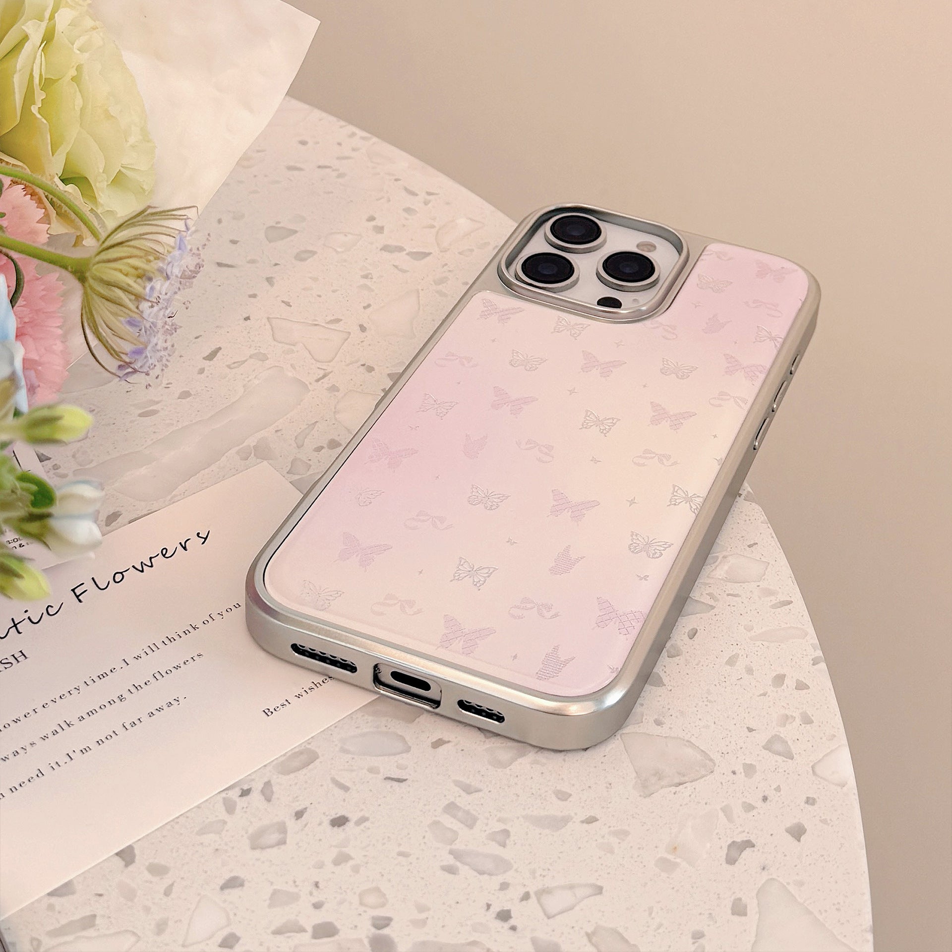 Gilt ins powder butterfly apple 16pro max mobile phone case iphone15 Epoxy 17 is suitable for huawei mate70.