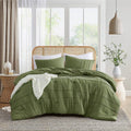 Twin/Twin XL Microfiber Pleated Soft Lightweight Comforter Set in Olive Green