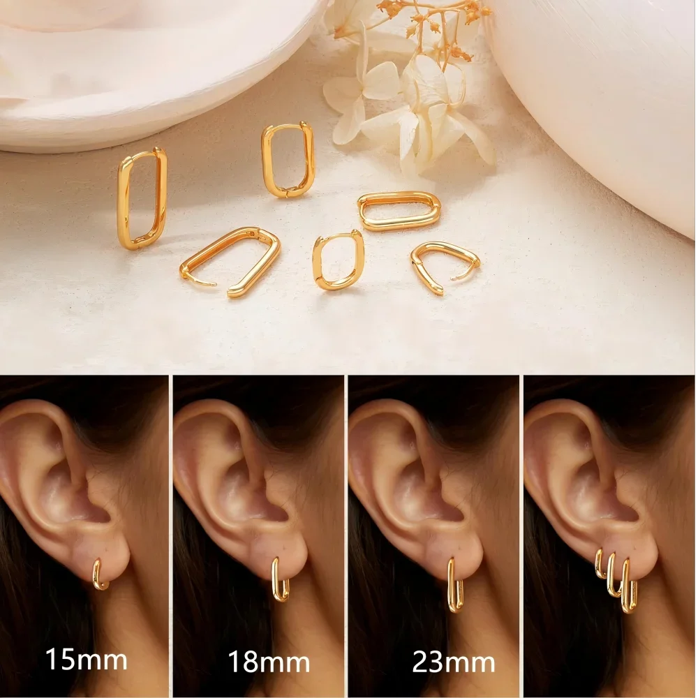 Minimalist Huggie Square Hoop Earrings