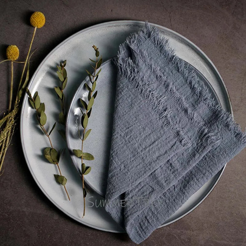 10pcs Large Napkins 41x41cm Rustic Cotton Gauze  Napkin Muslin Tea Towel Dinner Retro Cheesecloth Wedding Party Linen Decor