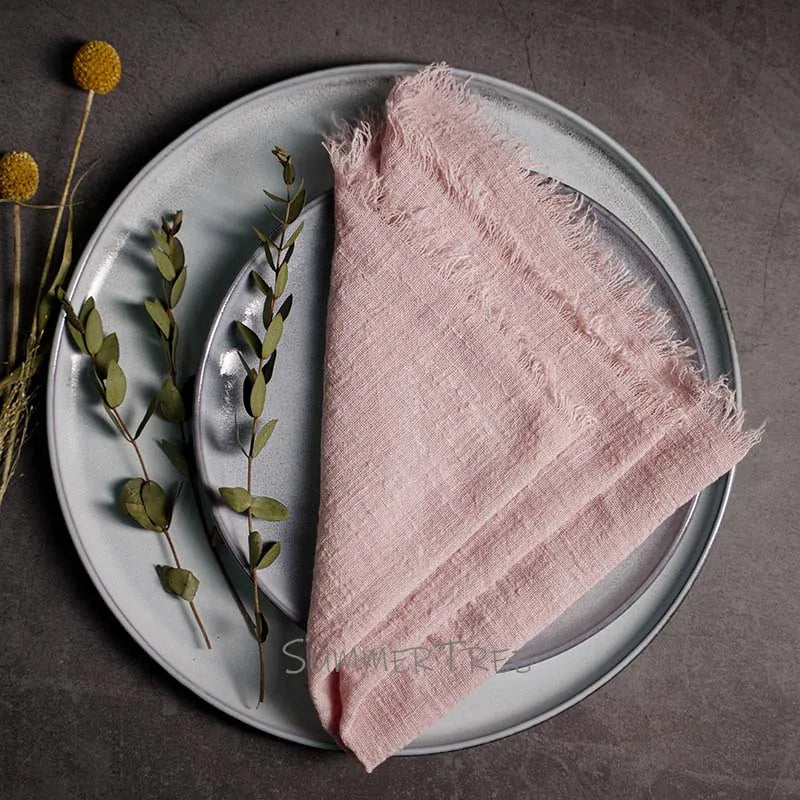 10pcs Large Napkins 41x41cm Rustic Cotton Gauze  Napkin Muslin Tea Towel Dinner Retro Cheesecloth Wedding Party Linen Decor