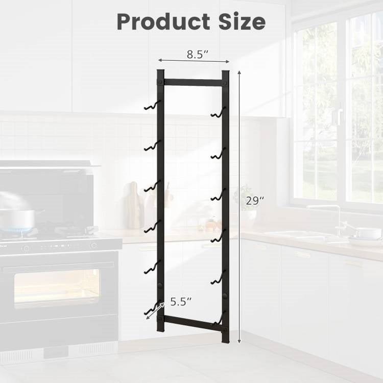 Simple Black Metal Wall Mounted 6-Bottle Wine Rack