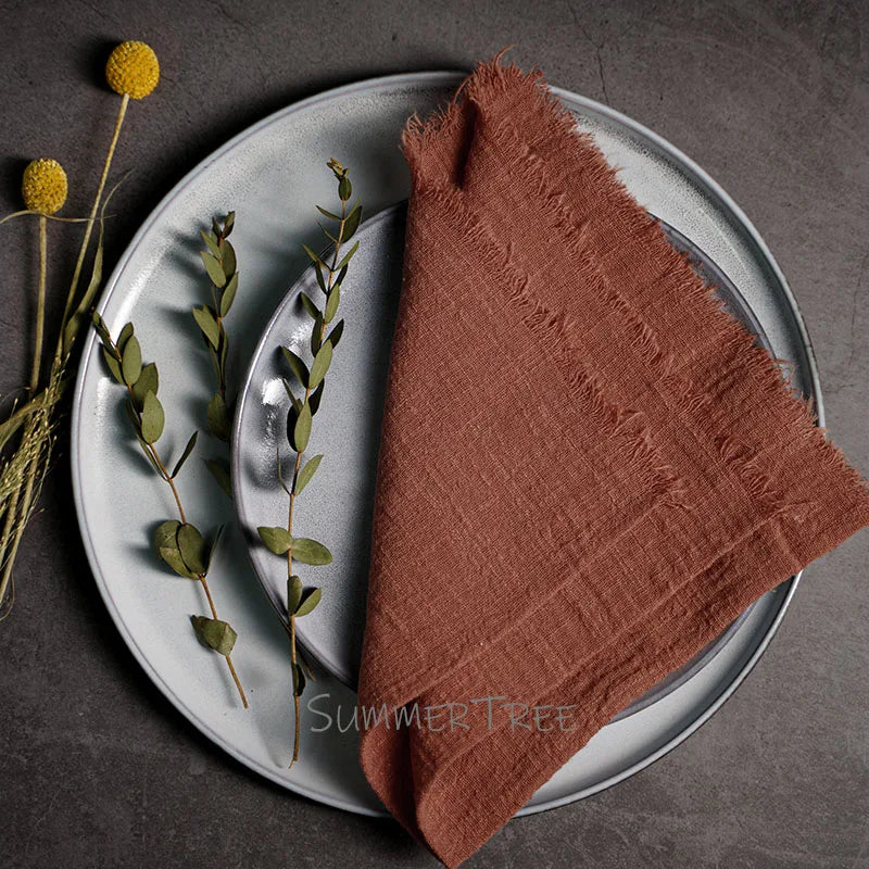 10pcs Large Napkins 41x41cm Rustic Cotton Gauze  Napkin Muslin Tea Towel Dinner Retro Cheesecloth Wedding Party Linen Decor