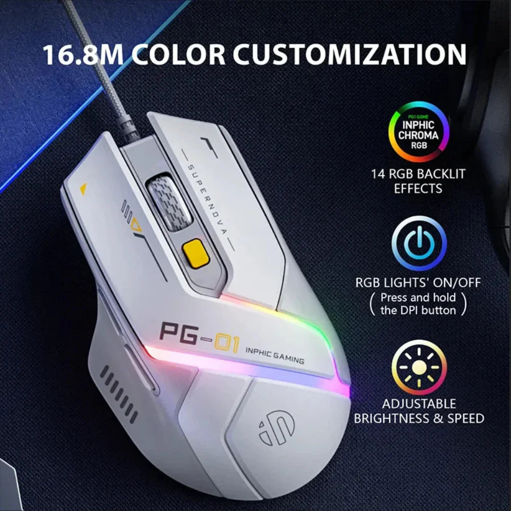 RGB Lighting Effect USB Wired Gaming Mouse