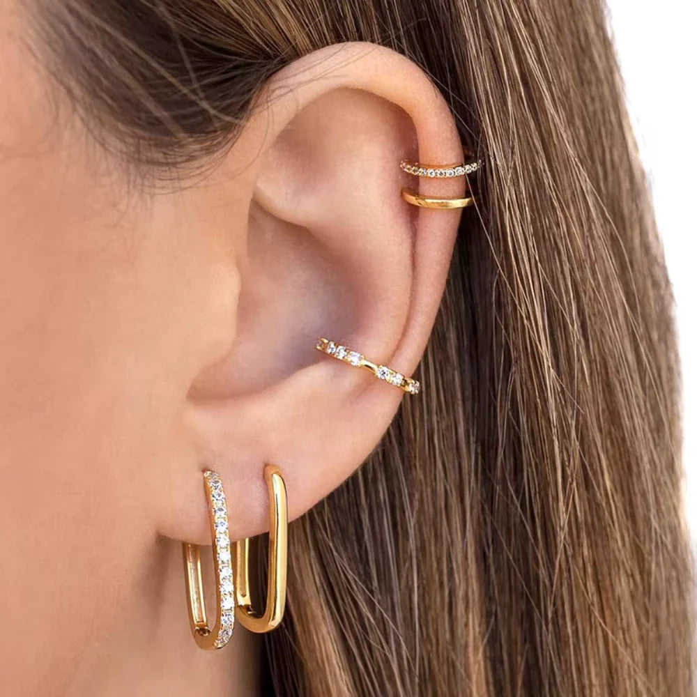 Minimalist Huggie Square Hoop Earrings