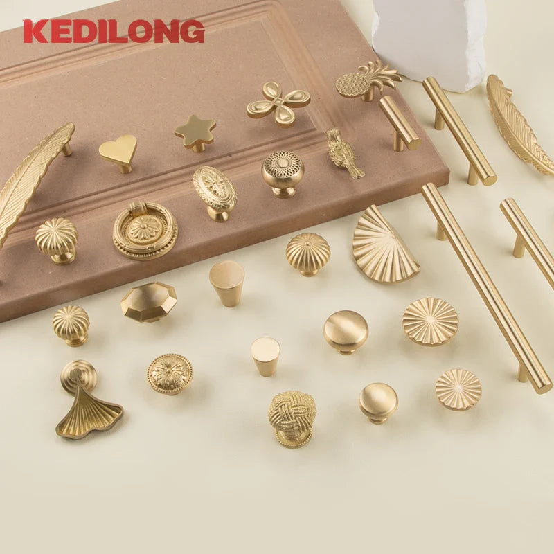 Minimalist solid brass cabinet pulls & handles