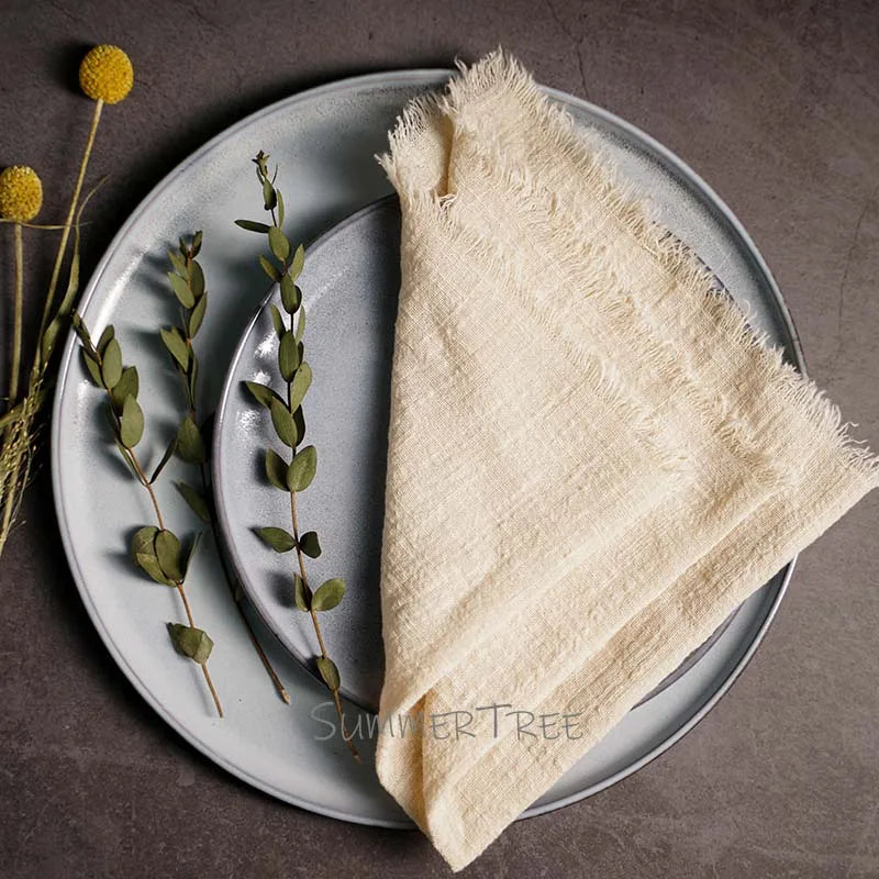 10pcs Large Napkins 41x41cm Rustic Cotton Gauze  Napkin Muslin Tea Towel Dinner Retro Cheesecloth Wedding Party Linen Decor
