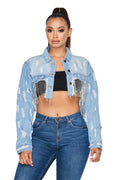 Denim Sleeve Only Bling Jacket
