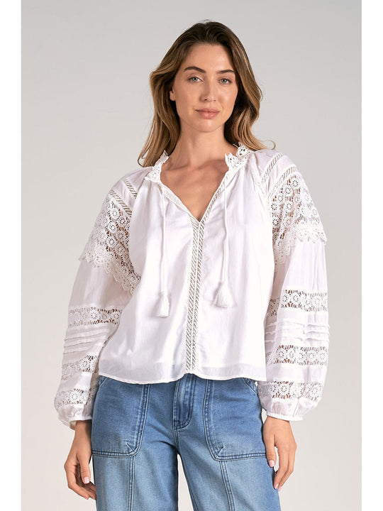 Crochet Panel Peasant Top