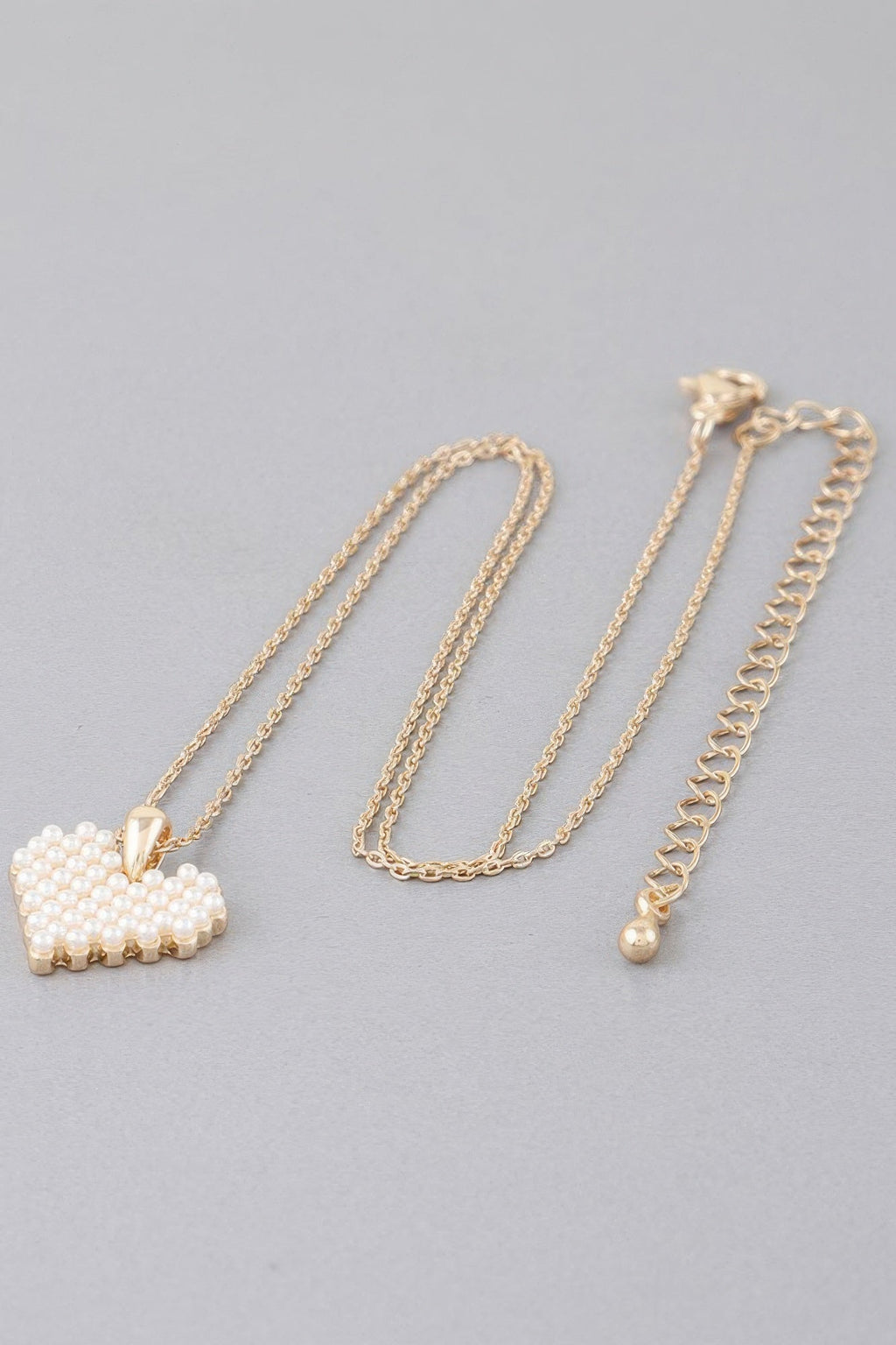 Block Pearl Heart Necklace