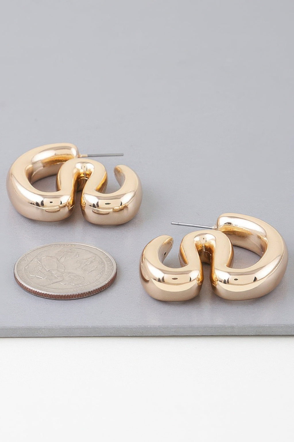 Shiny Wave Bend Earrings