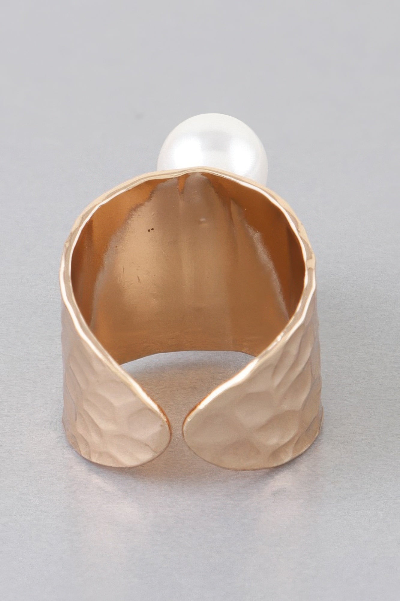 Hammered Twin Pearl Ring
