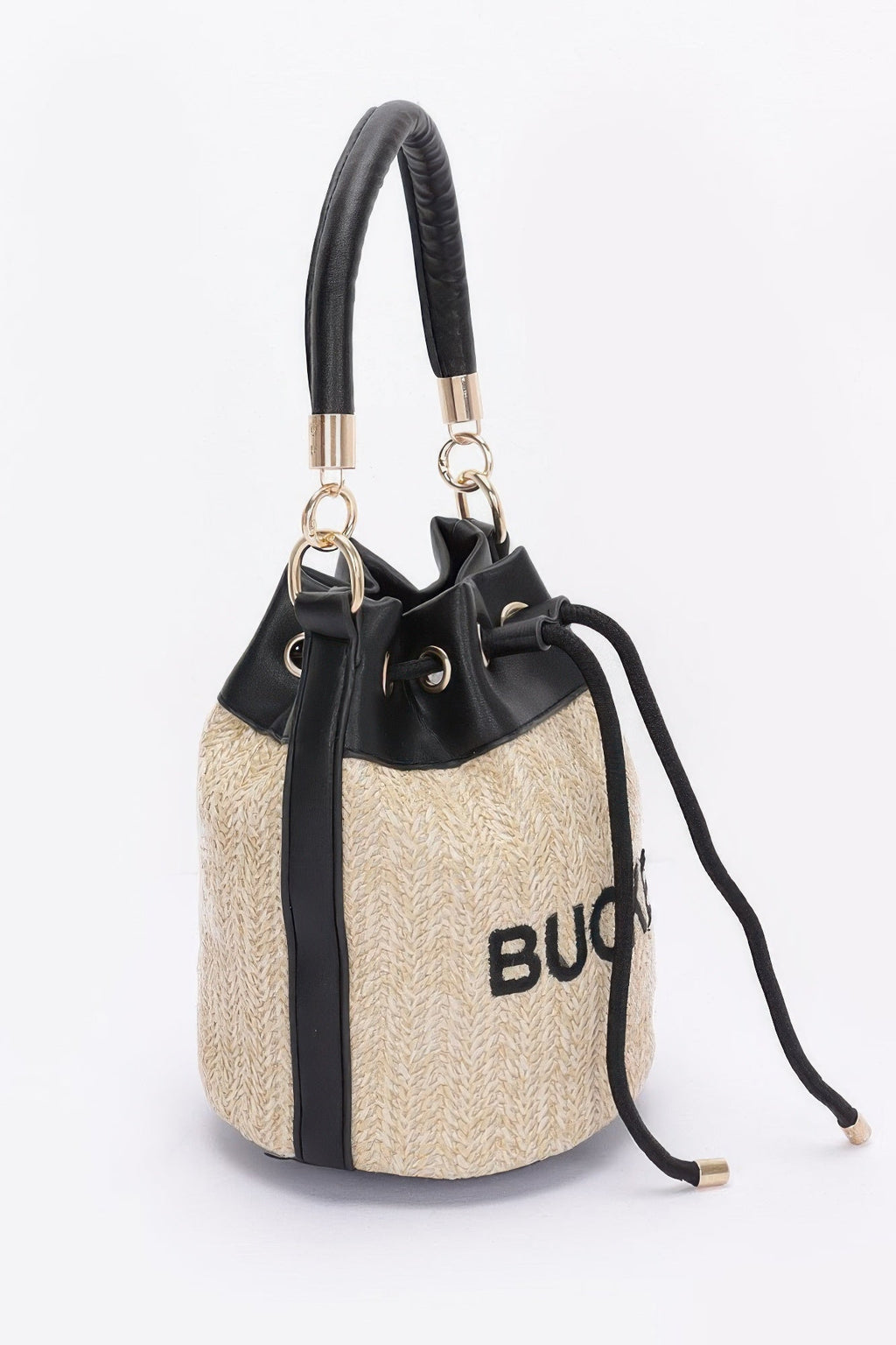Faux Straw Bucket Bag