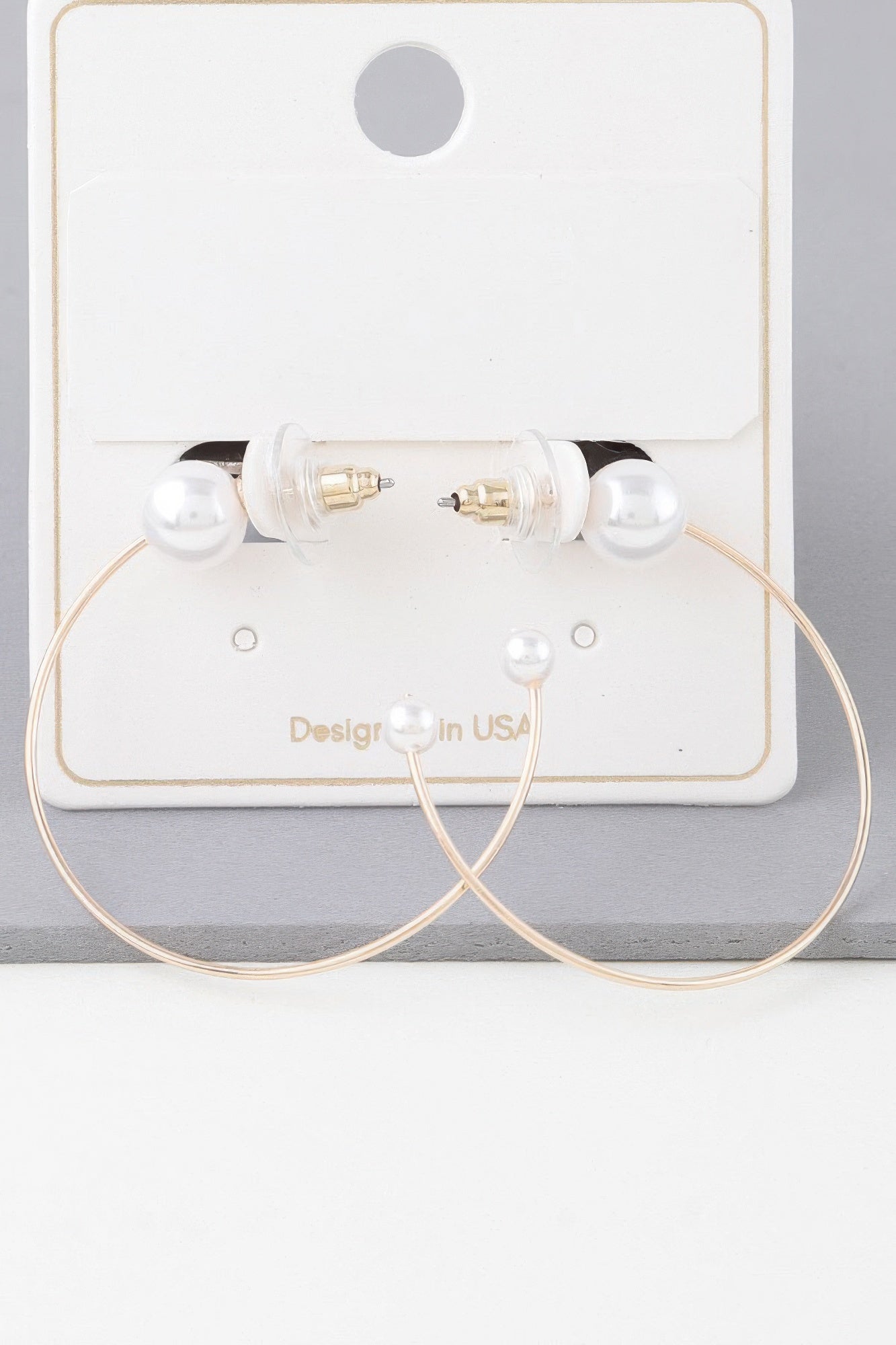 Shiny Delicate Pearl Hoop Earrings