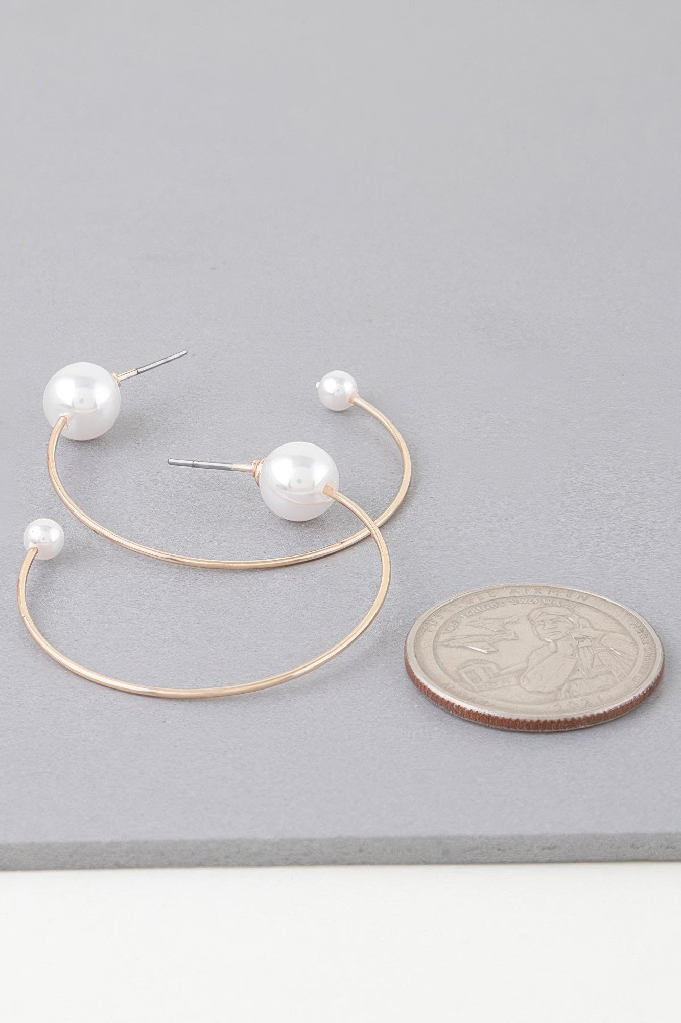 Shiny Delicate Pearl Hoop Earrings