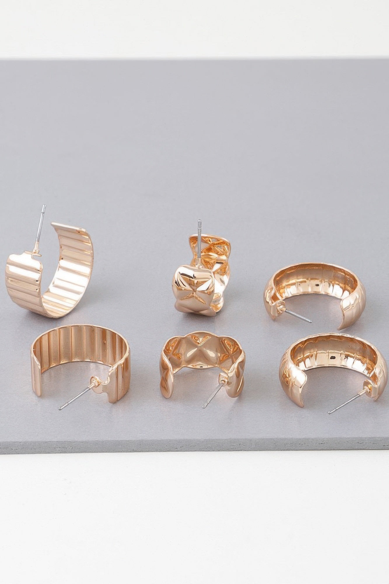 Multi Quilted Hoop Earrings Set