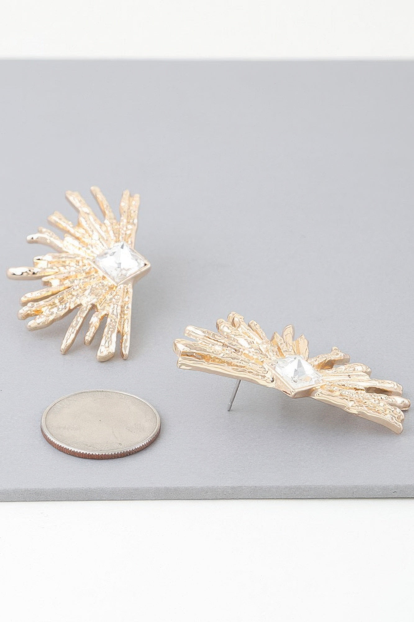 Diamond Rhinestone Flare Earrings