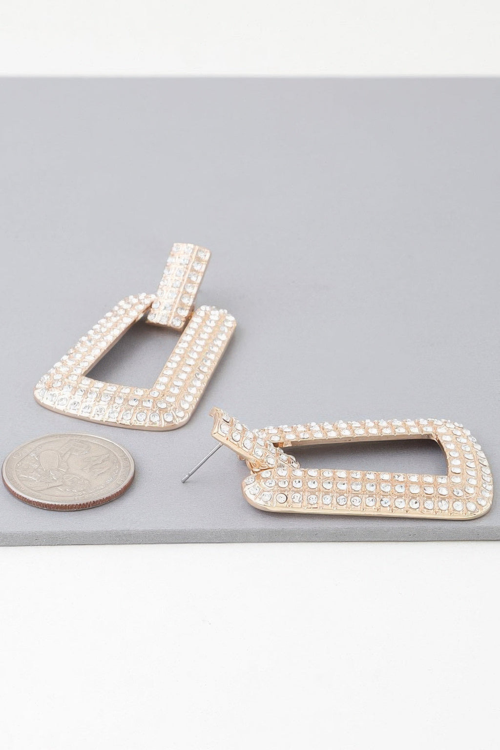 Triple Rhinestone Frame Earrings