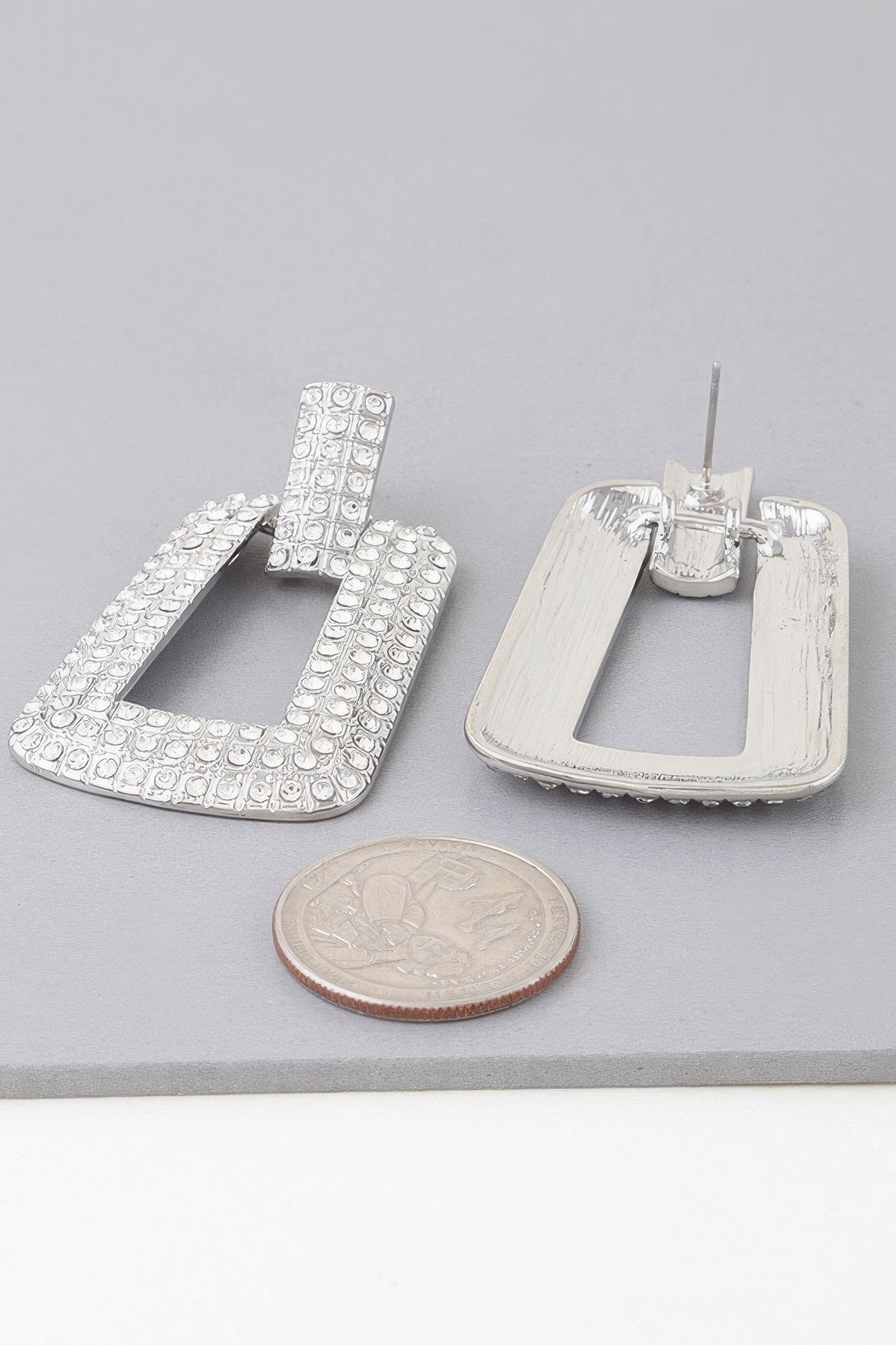 Triple Rhinestone Frame Earrings