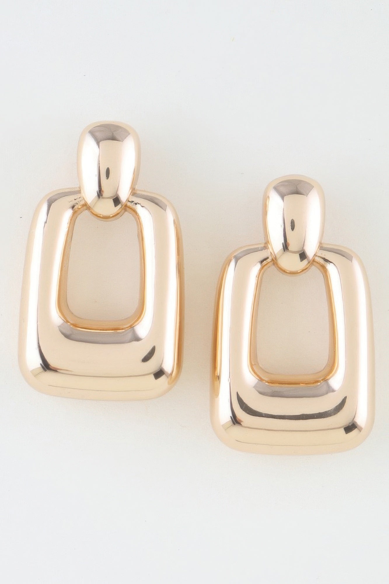 Shiny Modern Frame Drop Earrings