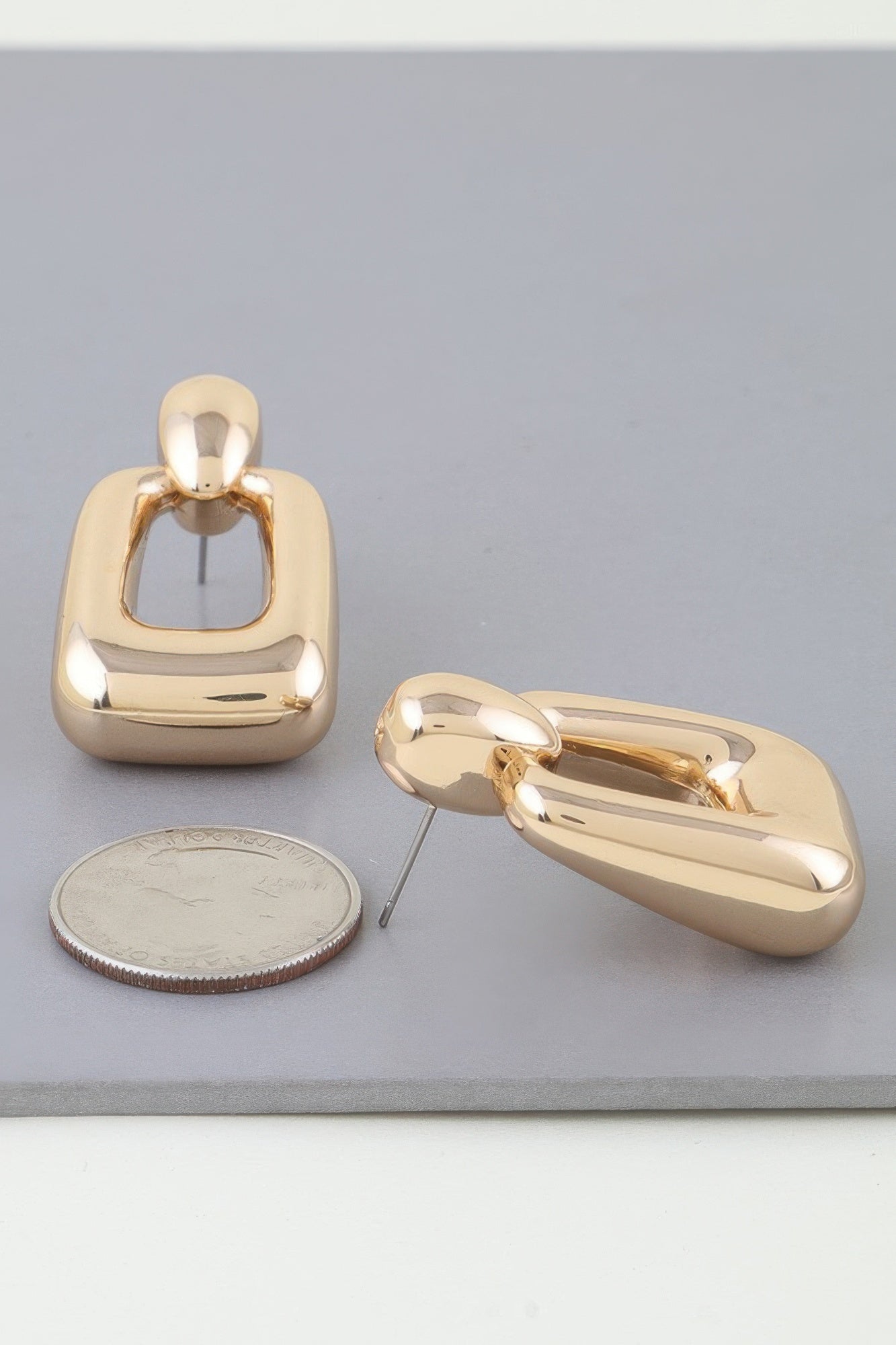 Shiny Modern Frame Drop Earrings