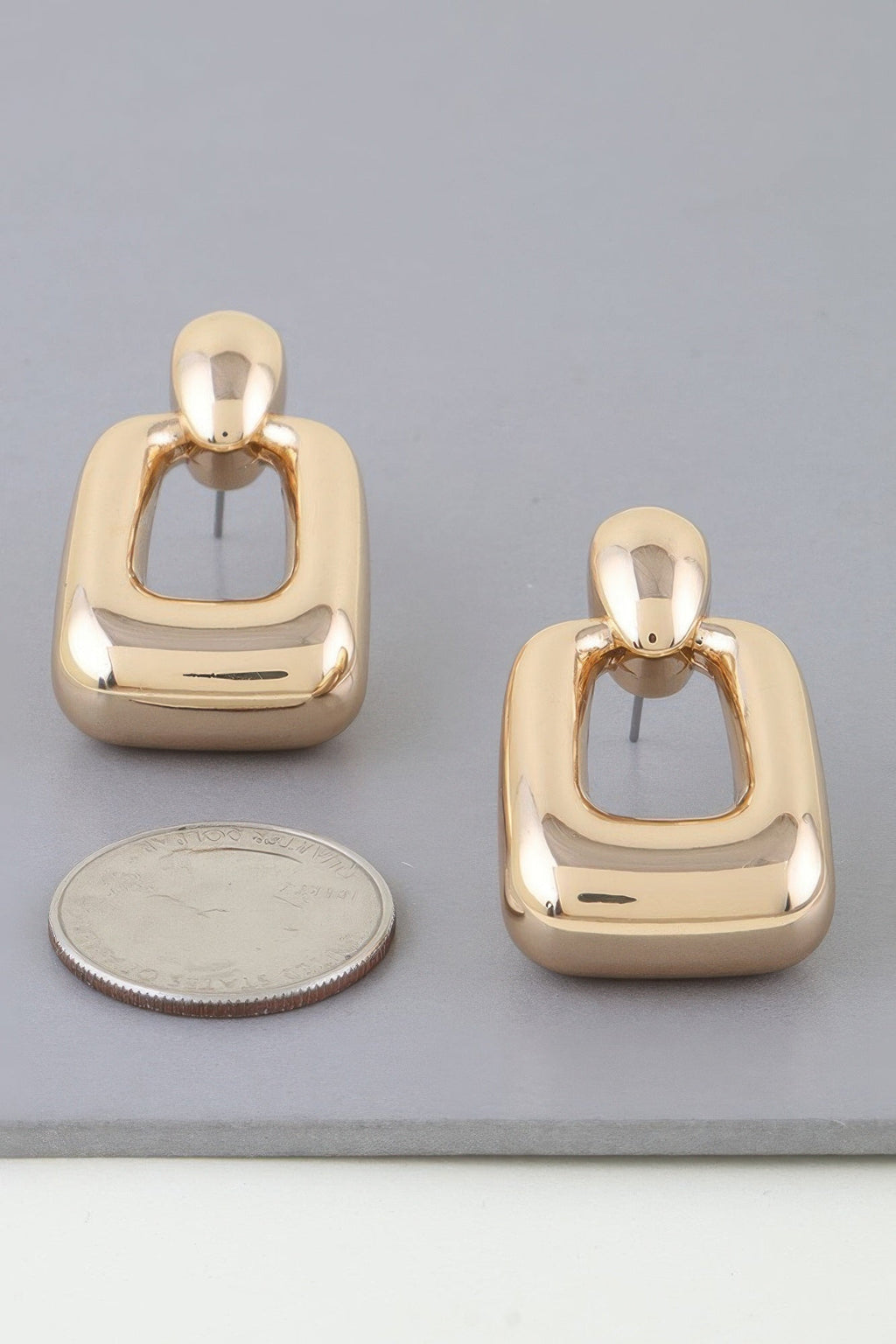 Shiny Modern Frame Drop Earrings