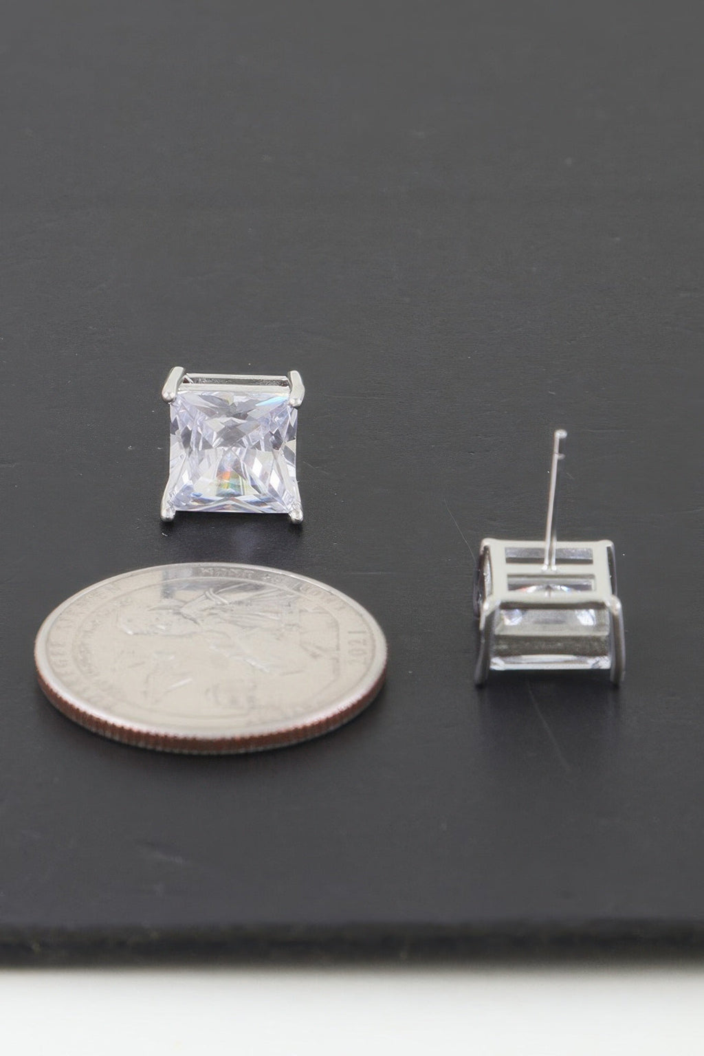 Silver Cubic Zirconia Rhinestone Earrings