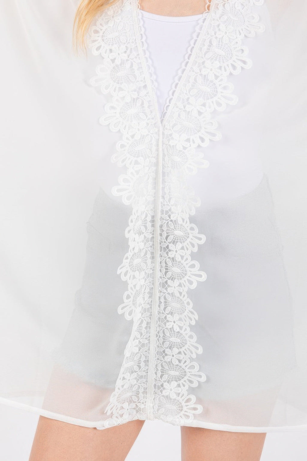 Flower Pattern Trim Detail Poncho