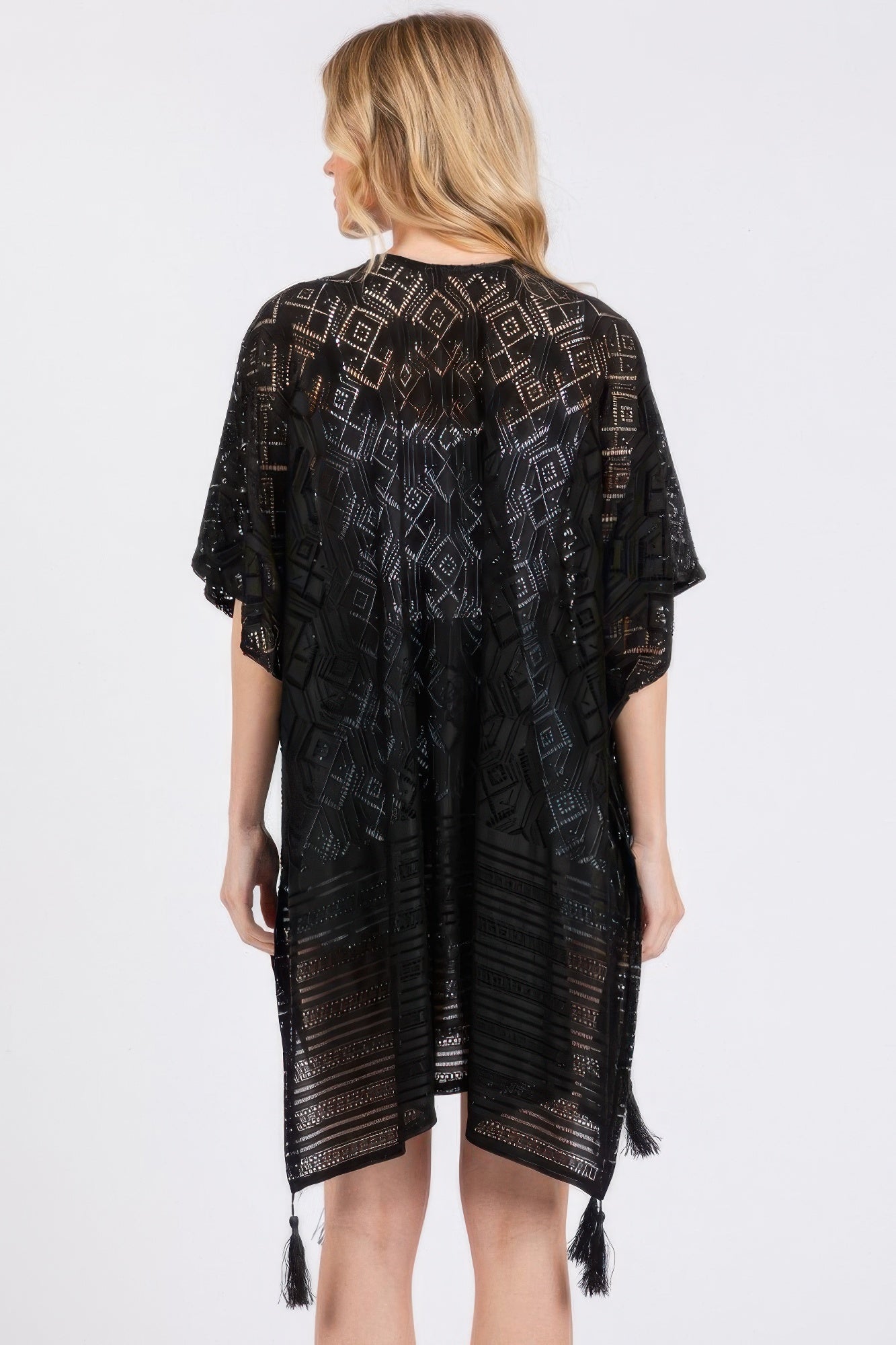Geometric Pattern Tassel Cover Up