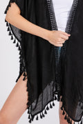 Crochet And Tassel Trim Cover Up