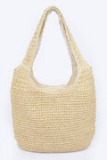 Faux Straw Hobo Bag