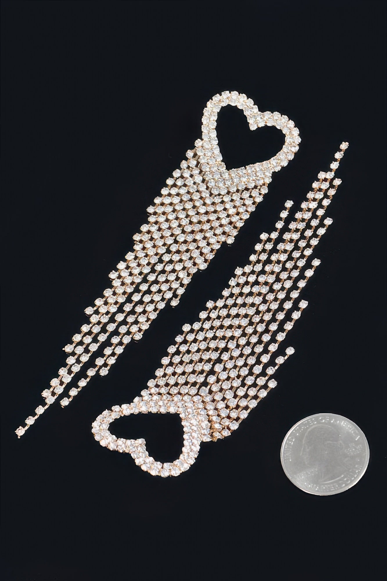 Rhinestone Heart Fringe Earring