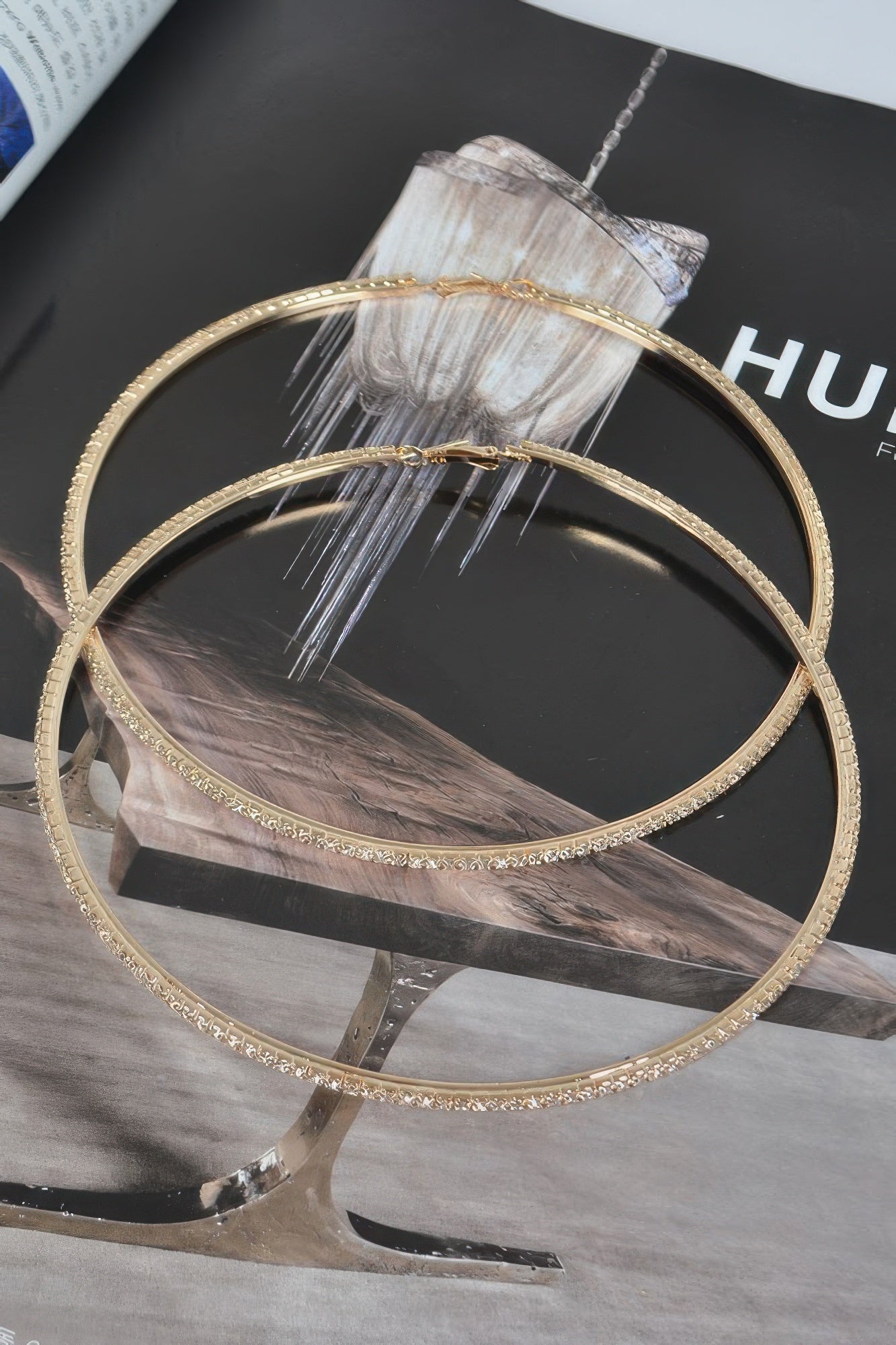 12cm Double Rhinestone Hoop Earrings