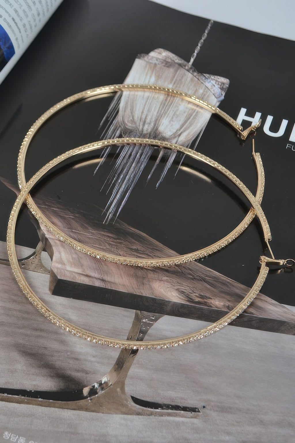 12cm Double Rhinestone Hoop Earrings