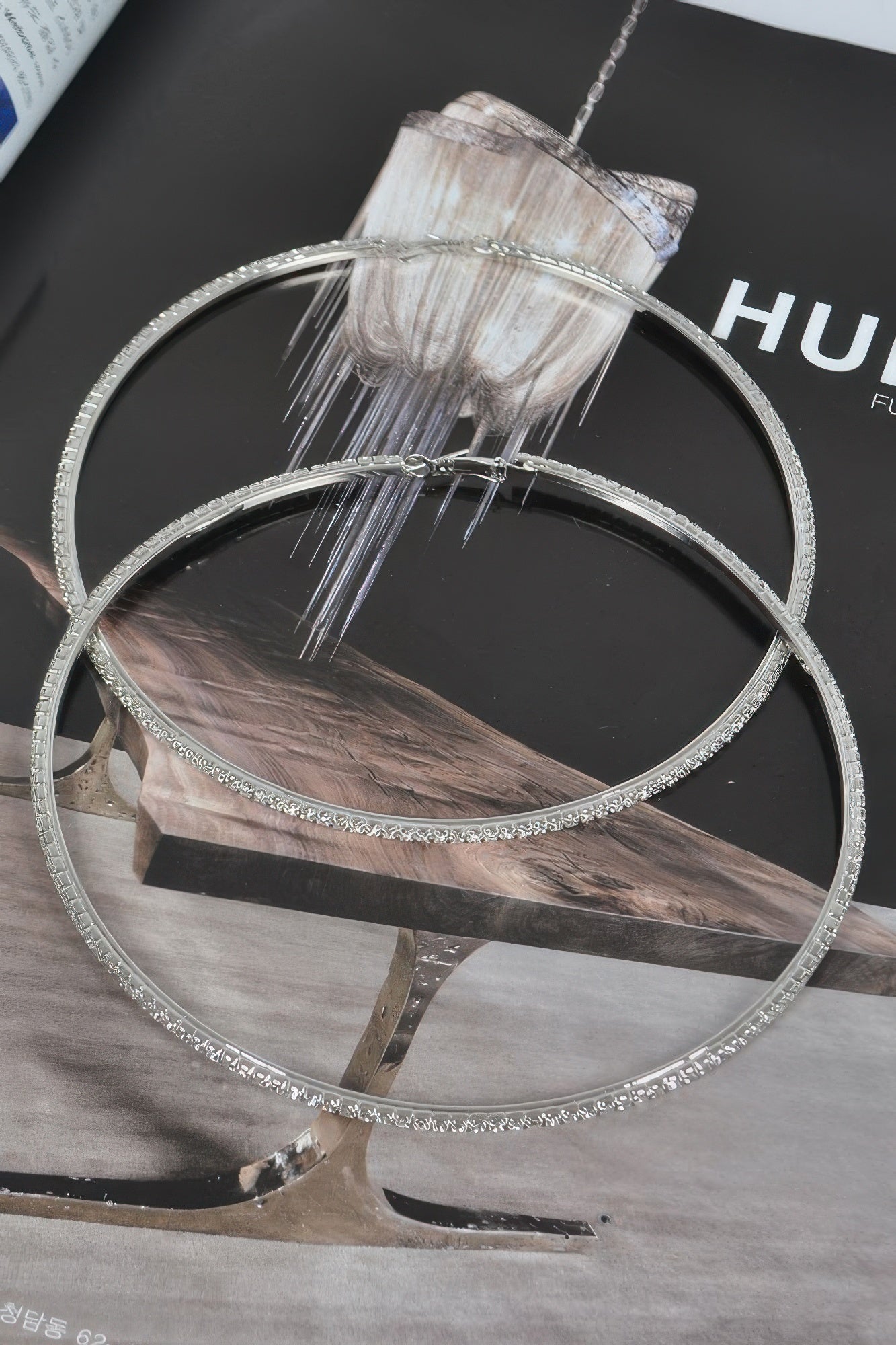 12cm Double Rhinestone Hoop Earrings