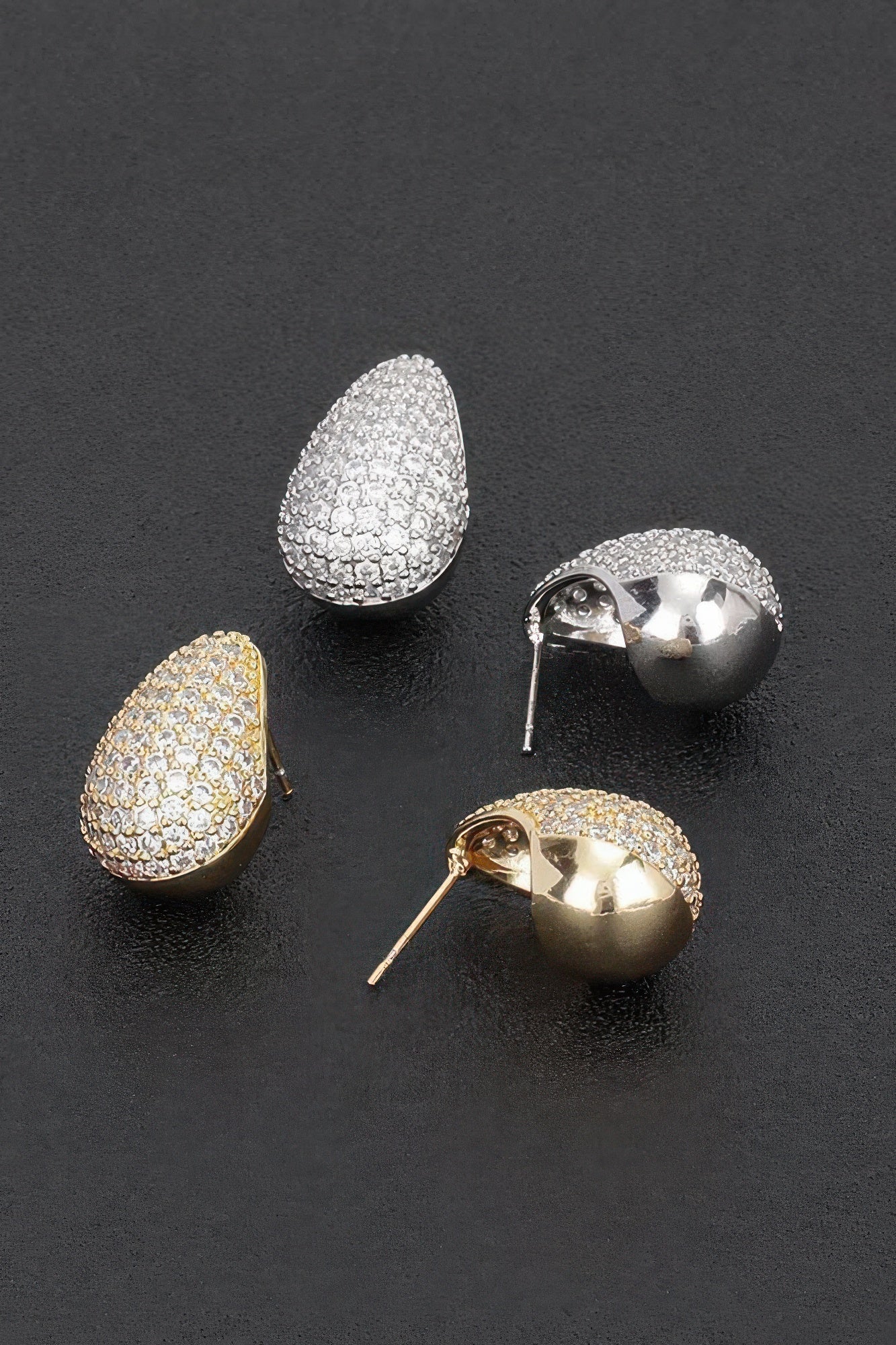 Rhinestone Metal Tear Drop Earring