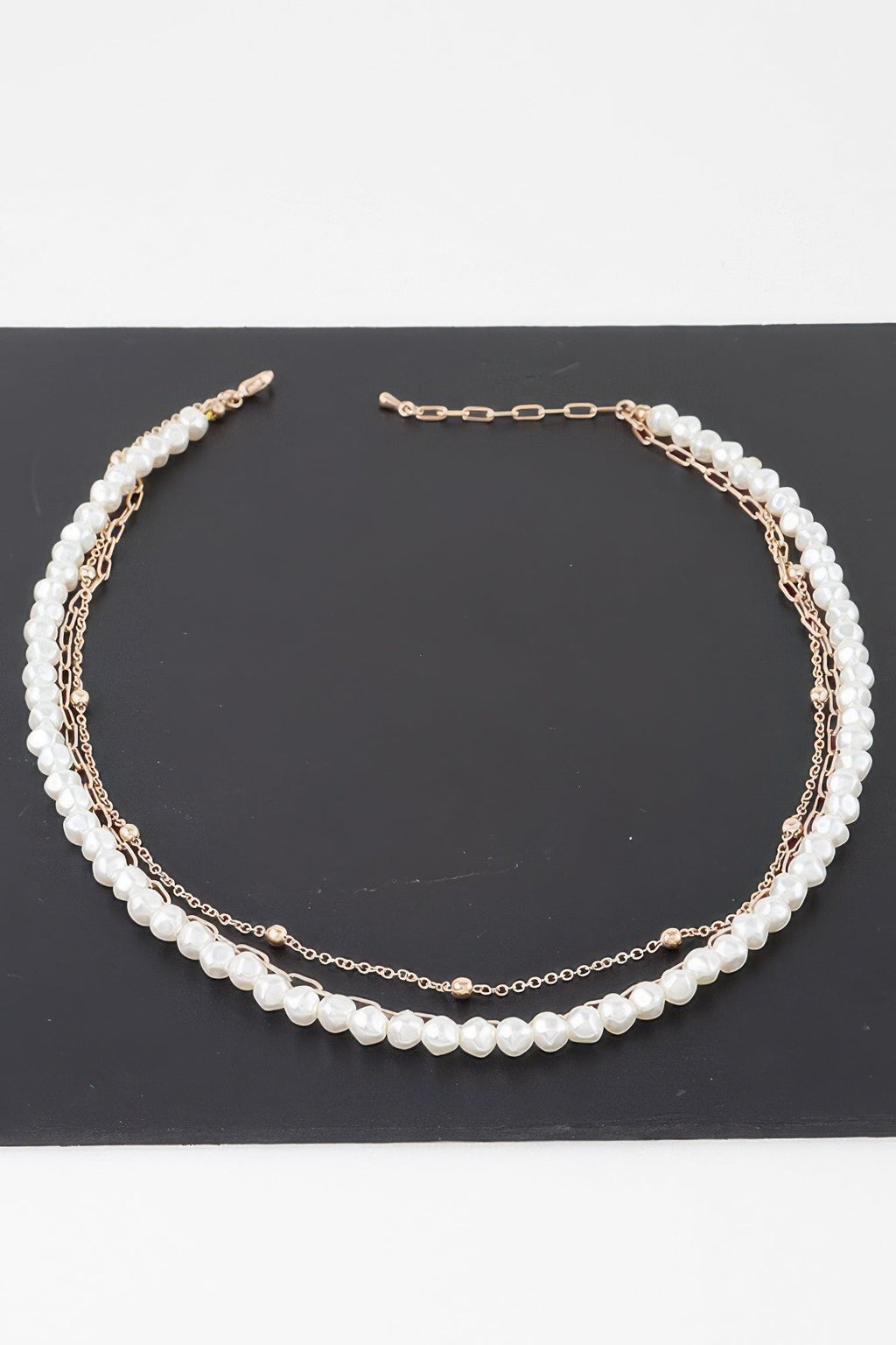 Triple Pearl Chain Necklace