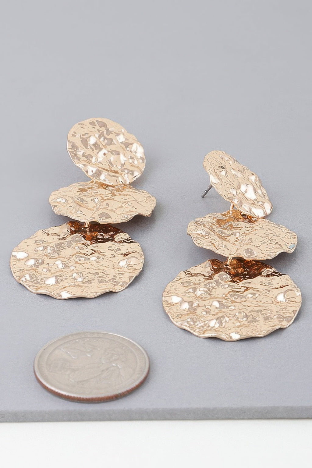 Triple Hammered Disc Earrings