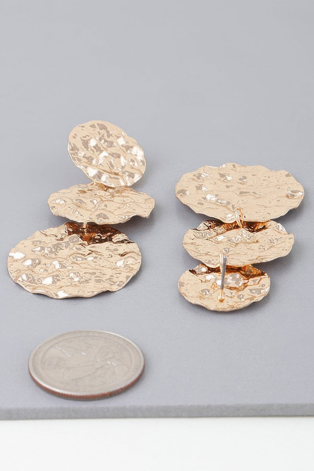 Triple Hammered Disc Earrings