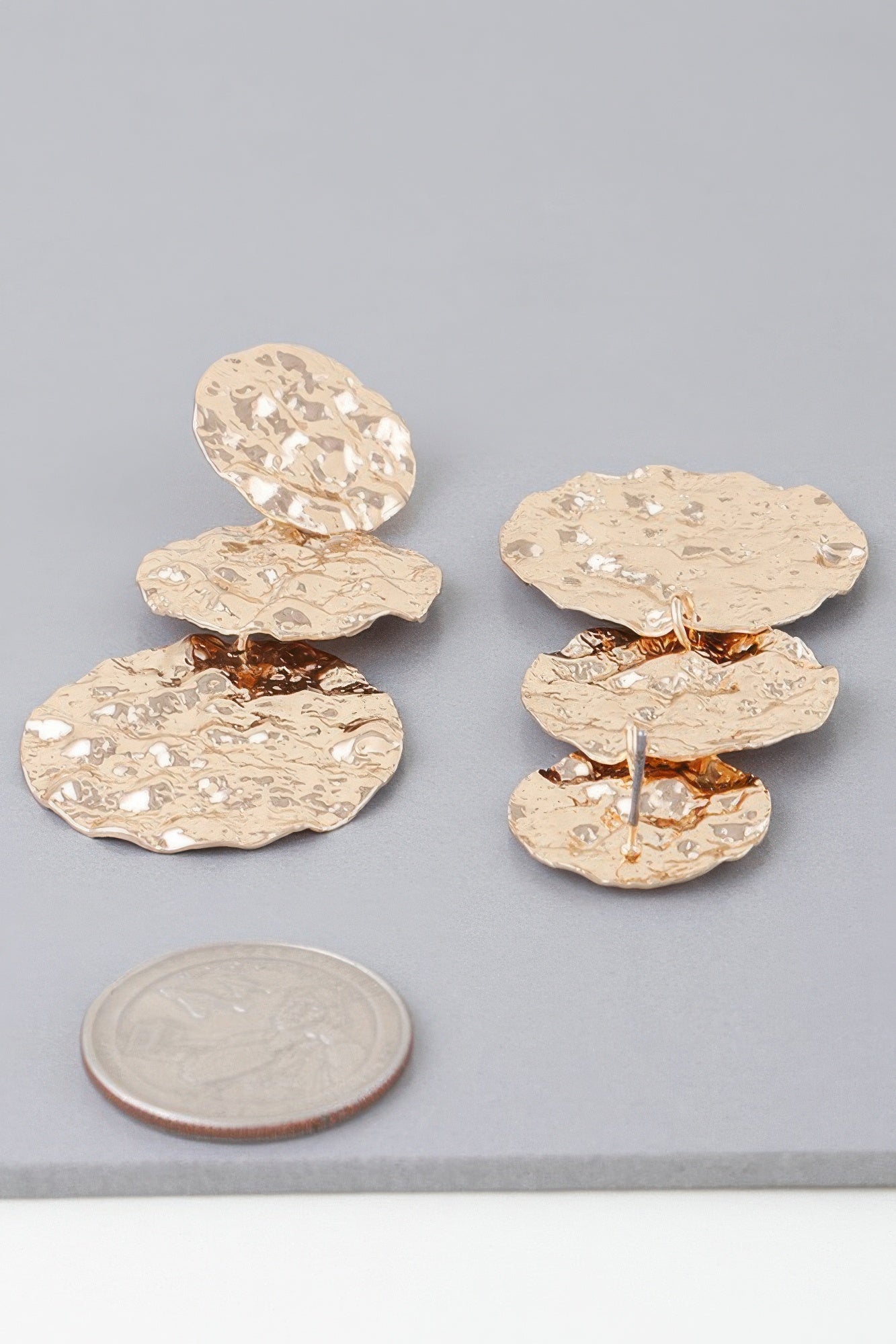 Triple Hammered Disc Earrings