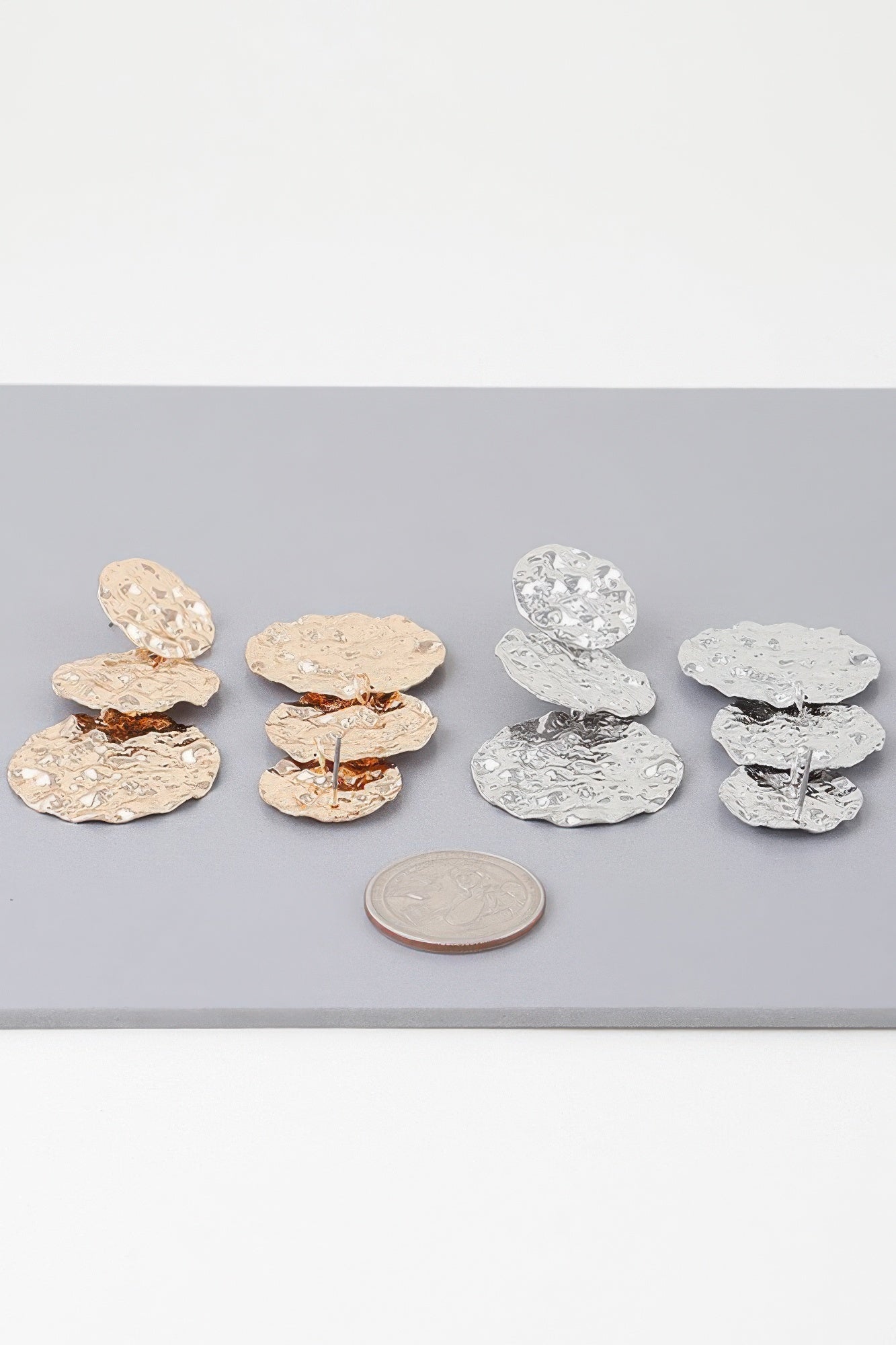 Triple Hammered Disc Earrings