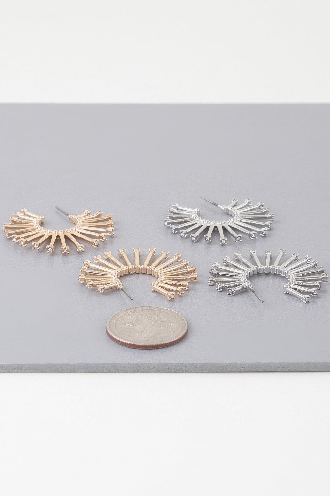 Rising Bejeweled Sun Hoop Earrings