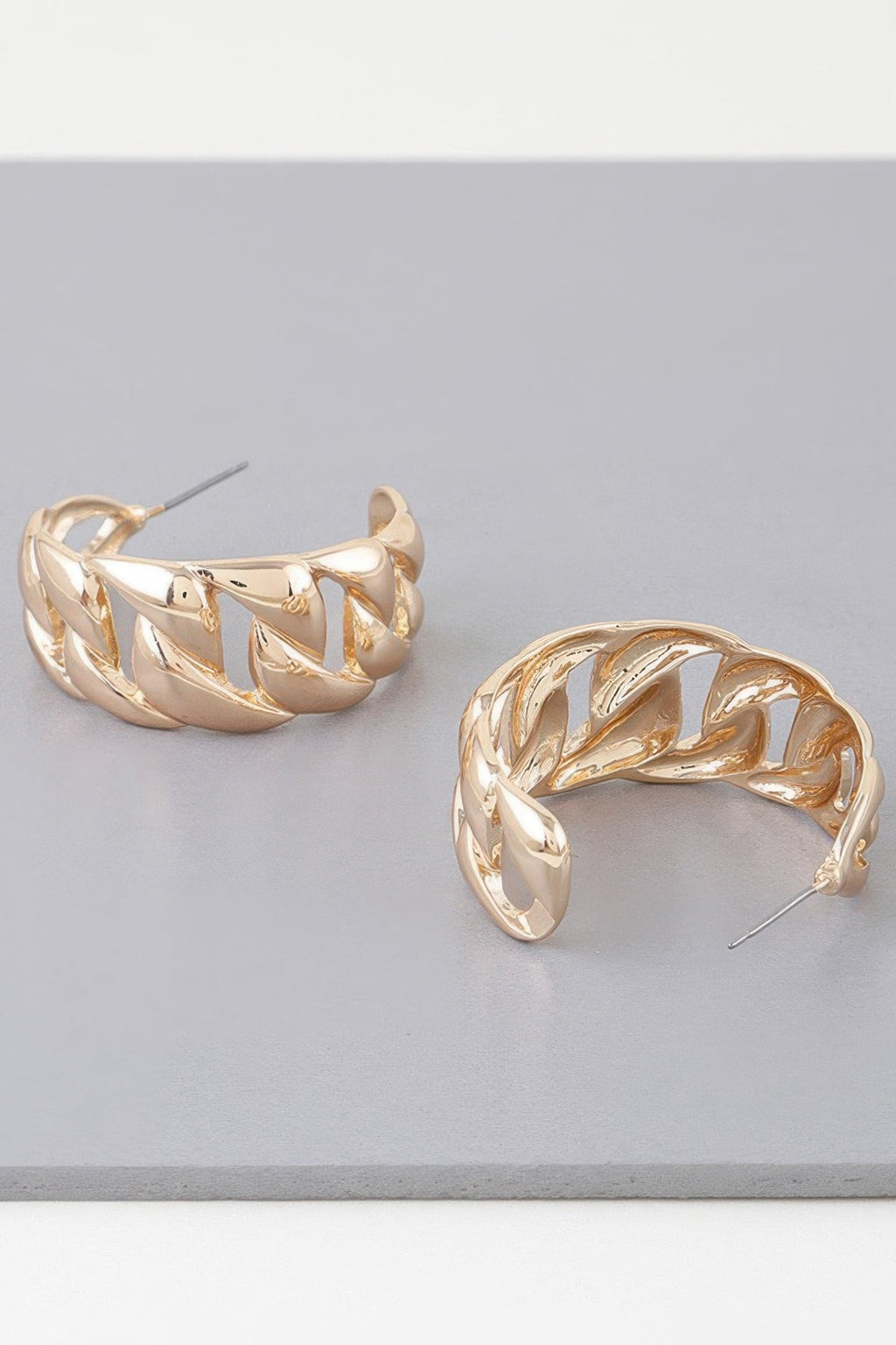 Curb Braid Chain Hoop Earrings
