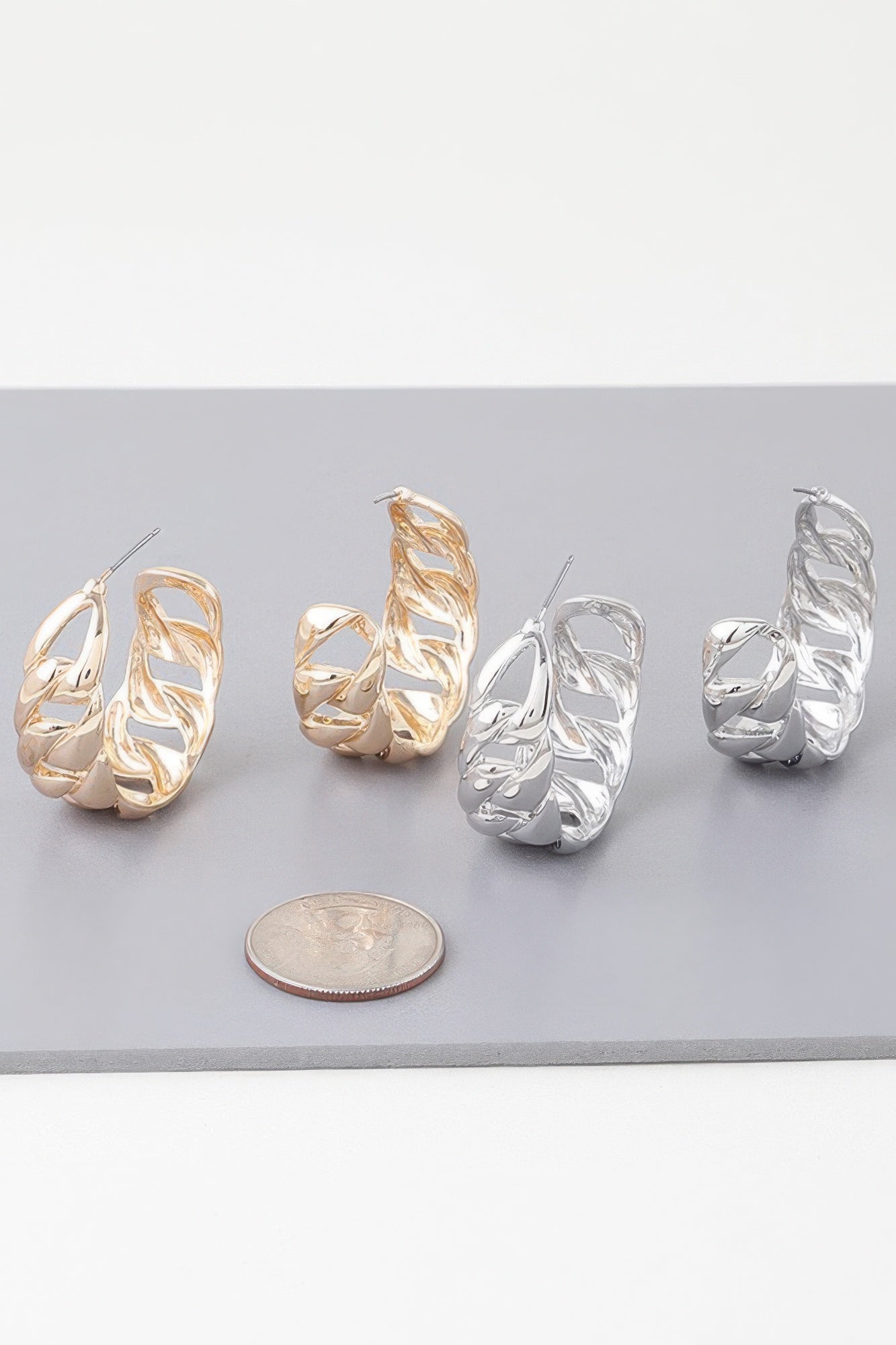 Curb Braid Chain Hoop Earrings