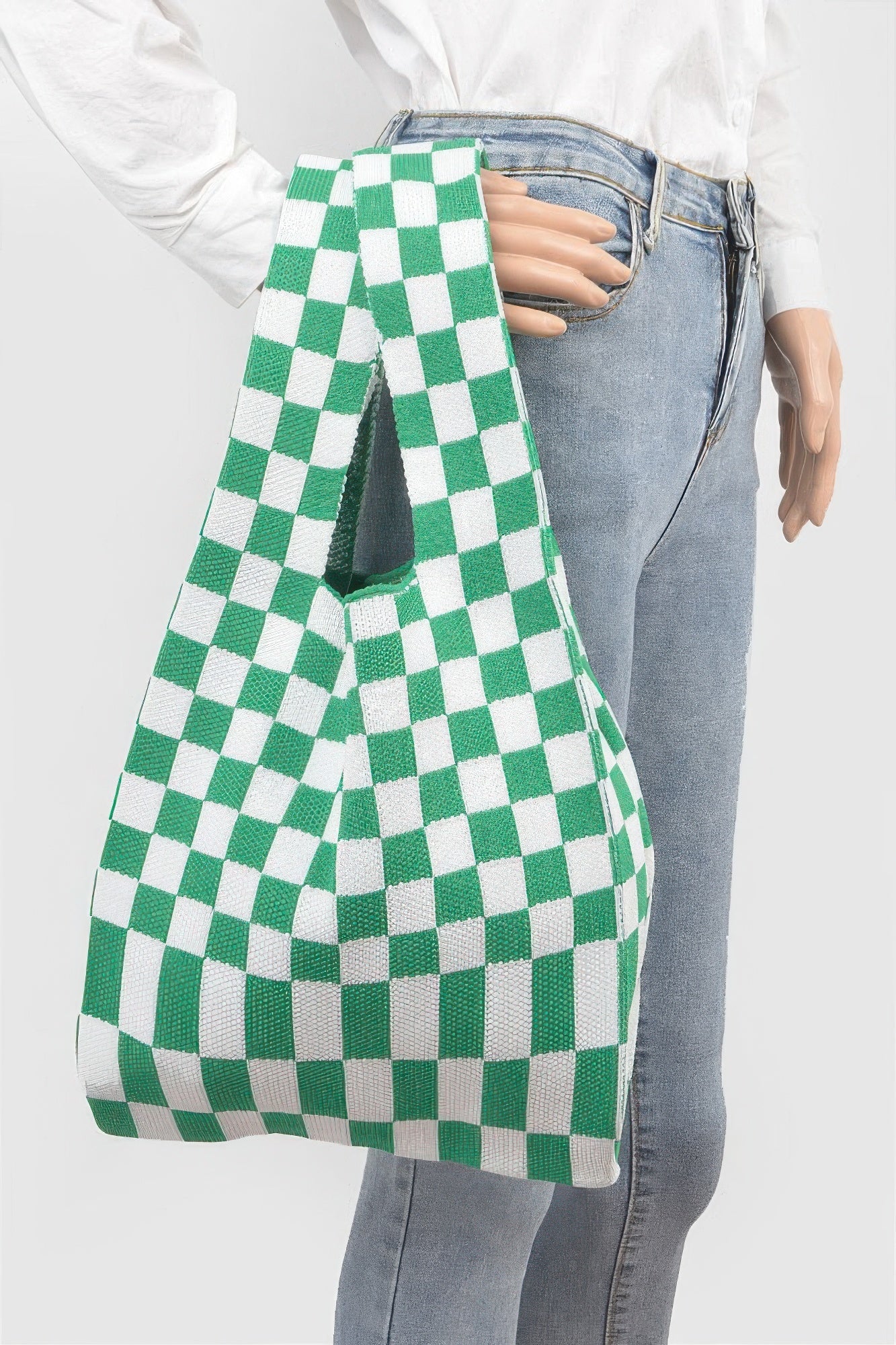 Checker Poly Woven Bag