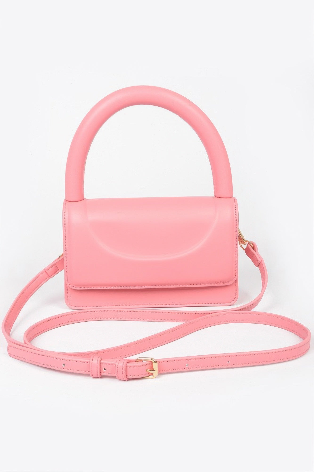 Metallic Faux Leather Top Handle Clutch